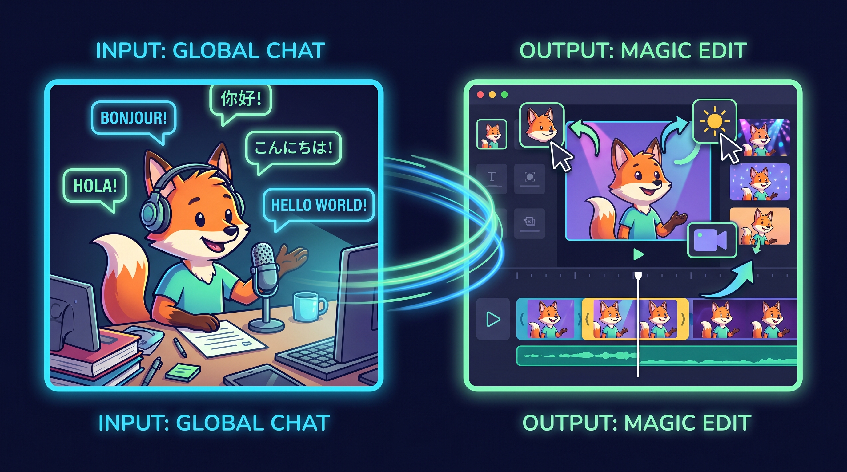 Conversational editing — edit video by voice in chat