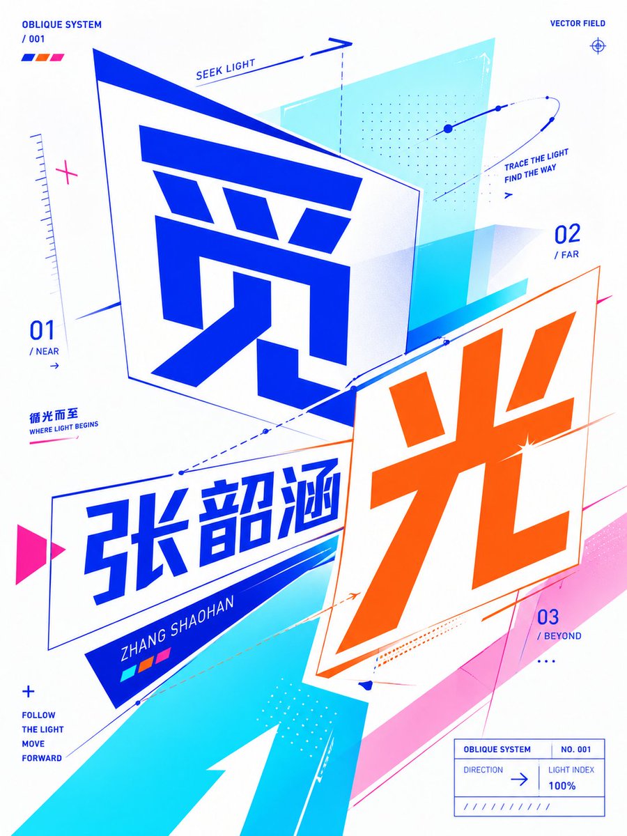 GPT Image 2 by @MrLarus: 请基于用户输入的【核心文字 / 单词 / 词组 / 短句 / 字母】，创作一张高完成度的「斜向透视平面字体概念海报 / Oblique Planar Persp