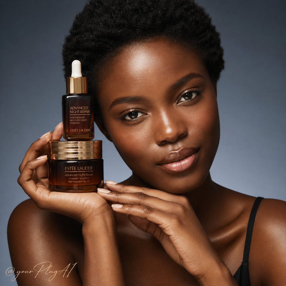 GPT Image 2 by @yourPlugAI: A high-end luxury skincare campaign portrait featuring [MODEL_DESCRIPTION] with