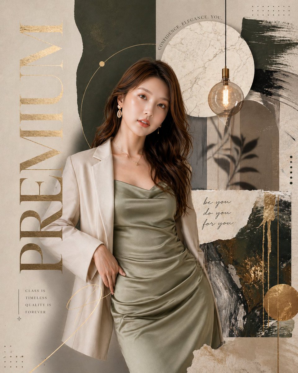 GPT Image 2 by @auqibhabib: Luxury fashion editorial poster, premium magazine collage style, earthy neutral