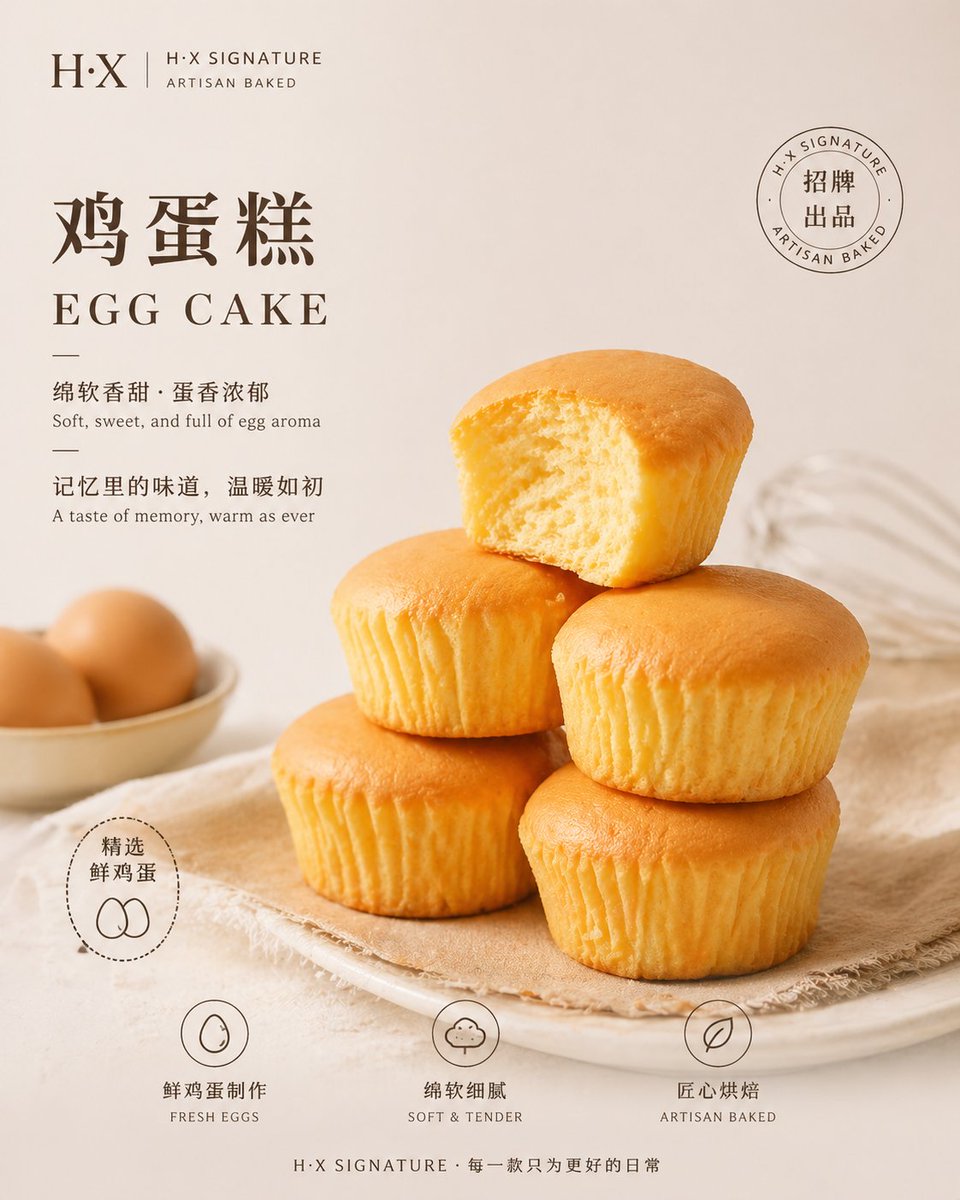 GPT Image 2 by @xpg0970: 基础信息
品牌名称：[如：H·X / 麦香坊 / BAKE LAB]
品牌标签：[如：H·X SIGNATURE / 招牌出品 / ARTISAN BAKED]