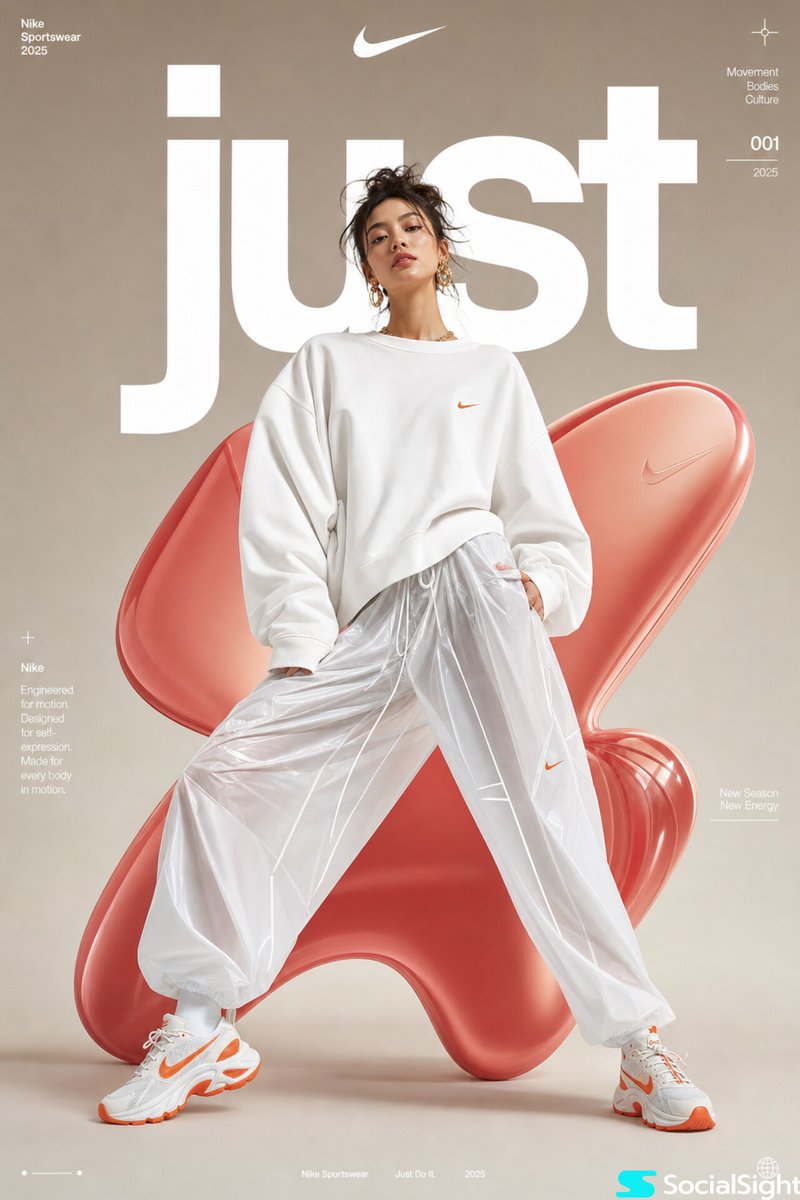 GPT Image 2 by @iamsofiaijaz: High-fashion futuristic sportswear editorial poster, full-body female model in d